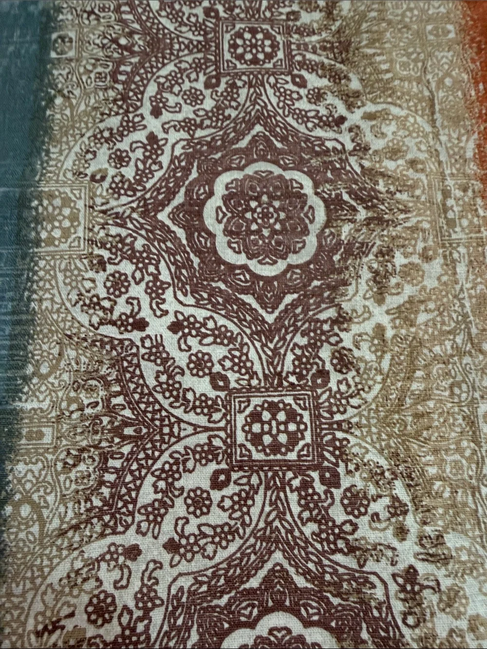 Pottery Barn Pendon Paisley Linen Blend Table Runner Boho 18x108 Terracotta EUC